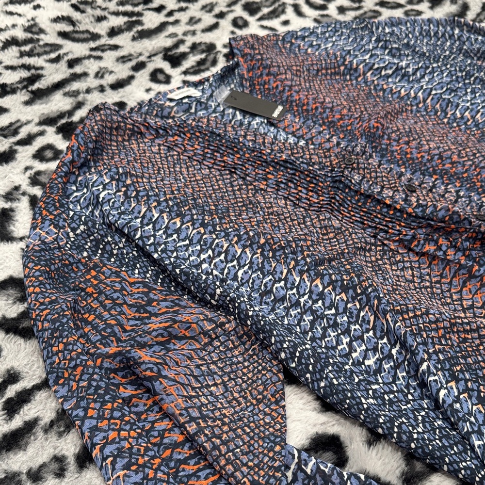 Avenue Blue and Orange Patterned Blouse - Picture 3 of 7